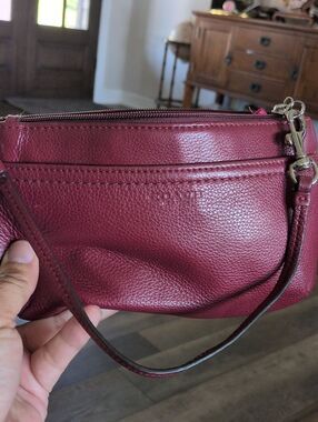 Coach Vintage Merlot/Burgundy Leather Wristlet Silver Hardware Like New